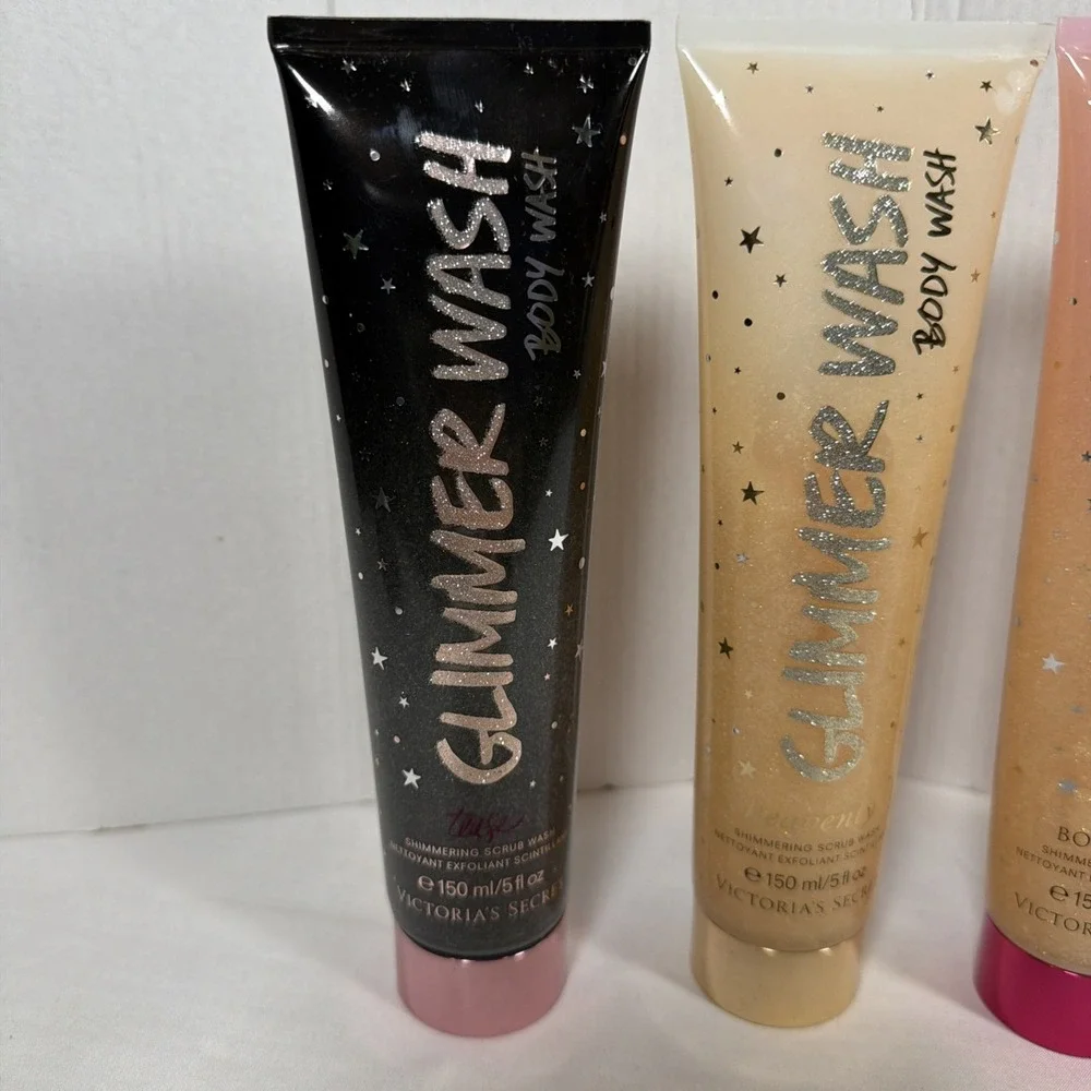 Victoria's Secret Glimmer Body Wash Set of 4 Shimmer Scrub Wash 5 oz NEW